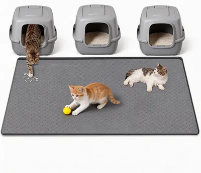 Produktbild von Famanu Katzenstreumatte extra groß - 130 x 65 cm - wasserdichte Silikonmatte in grau