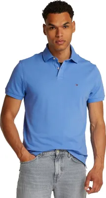 Produktbild von Tommy Hilfiger Polo blau einfarbig Baumwolle normale Passform