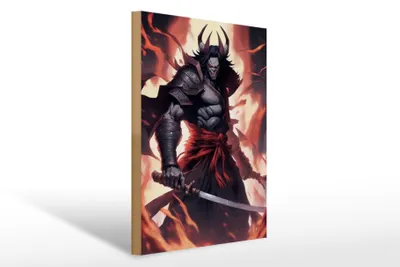 Produktbild von Holzschild 12x18cm Vampir Samurai Dämon