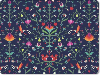 Produktbild von MuchoWow® Mauspad Mousepad Blumen - Eichhörnchen - Muster 40x30 cm - Mousepads - Maus Mat - Pad - Mausunterlage - Anti Rutsch