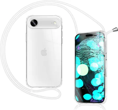 Produktbild von Hülle "Hangit" für iPhone 17 Air - Klare Schutzhülle mit Band zum Umhängen, 160cm Handy Kette verstellbar - Mondweiß