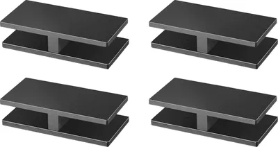 Four identical black glass clamps are arranged in a grid on a white background.