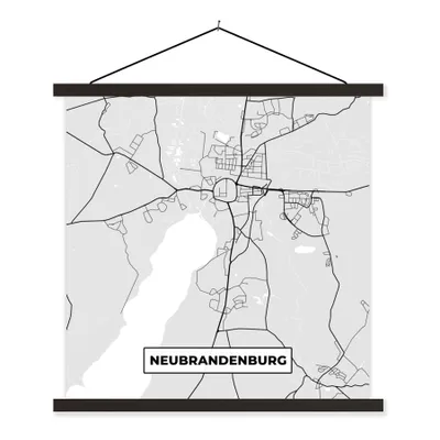 Produktbild von MuchoWow® Textilposter Deutschland - Stadtplan - Karte - Neurandenburg 90x90 cm mit schwarzem Rahmen - Magnetisches