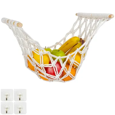 Produktbild von Geflochtene Obst Hängematte unter Schrank Obstkorb Boho für Küche