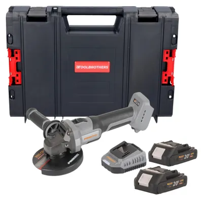 Imagen del producto de Amoladora angular a batería Procraft Industrial AG125Abb 20 V 125 mm sin escobillas + 2 baterías de 2,0 Ah + cargador + maletín RHINO