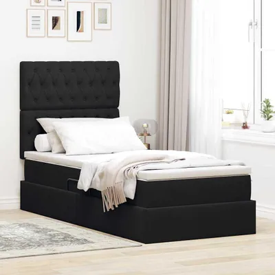 Immagine prodotto di Maison Exclusive - Letto contenitore con materasso, nero, 90 x 190 cm, in velluto