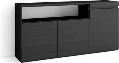 Produktbild von Sideboard, Highboard, 150x35x75cm, 3 Türen, Wohnzimmer, Küche, Schwarz