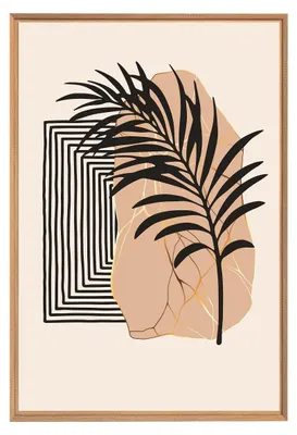 Image de Tableau mural encadré feuille 65x97 cm, Tableau mural moderne pour décoration intérieure
