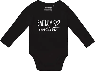 Produktbild von Huuraa Baby Body Baltrum verliebt 74 Black  Baumwolle Fairtrade Langarmbody Geschenkidee