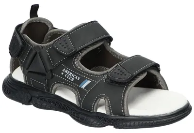 Produktbild von American Club XD187, Kinder Sandalen Klettverschluss Leder-Einlegesohle bequem, Schwarz 34
