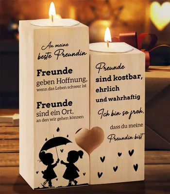 Productafbeelding van Houten Hartvormige Kerzenhouders voor Vriendinnen