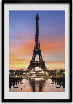 Produktbild von Bild - Bilderrahmen - 50 cm x 70 cm - MDF - Rahmen - Wandkunst Eiffelturm Paris