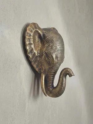 Produktbild von Wanddeko Elefant Aluminium Gold Afrika 41 cm Tierkopf, Design Wanddekoration Metall Deko Alu Modern, Wohndeko Exotisch, Wandskulptur Dekoration Wohnaccessoire