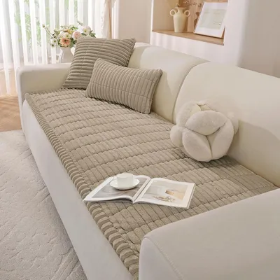 Zdjęcie produktu dla Pokrowiec na kanapę Flanelowy Antypoślizgowy Brązowy 70 x 210 cm na 1 do 4 miejsc