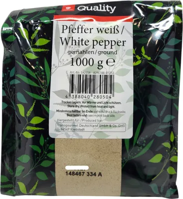 Produktbild von TGQ Pfeffer weiß gemahlen 1000g Beutel Gewürz Kräuter Kochen Küche Gastro