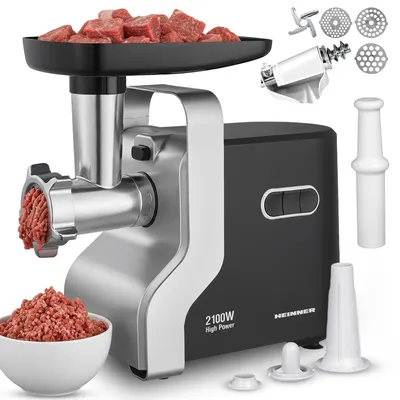 Produktbild von Heinner MG-2100BKSL, 2100 W, Schwarz, Silber, 1,9 kg/min, Edelstahl, Kunststoff, 220 - 240 V