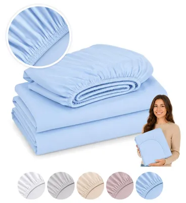 Produktbild von MEBLE ODNOWA, Spannbettlaken mit Gummizug 120 x 200 cm, Blau, Bettlaken für Matratzen bis 30 cm Höhe, Weich, Pflegeleicht, Formstabil