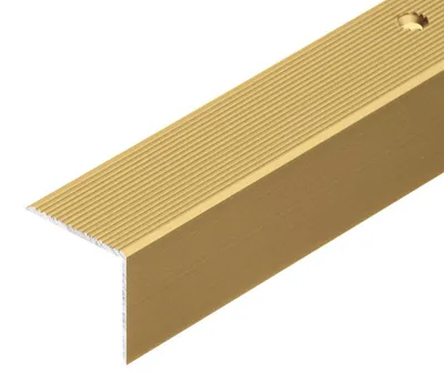 Zdjęcie produktu dla Profil schodowy aluminiowy ryflowany 30x30mm Cezar Złoty Mat 2m