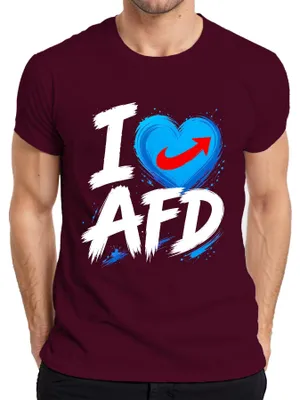 Obrázek produktu pro Tričko s nápisem "I Love AfD Blaues Herz Patriot Deutschland", barva: vínová, velikost: S