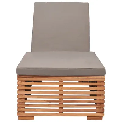 Produktbild von vidaXL Sonnenliege mit Dunkelgrauem Kissen Teak Massivholz