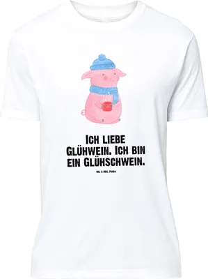 Produktbild von Mr. & Mrs. Panda Größe M T-Shirt Schwein Glühwein - Weiß - Geschenk, Punsch, Weihnachtsmarkt, Weihnachten, mit Spruch, Tshirt, Shirt, Herren, Glühschwein
