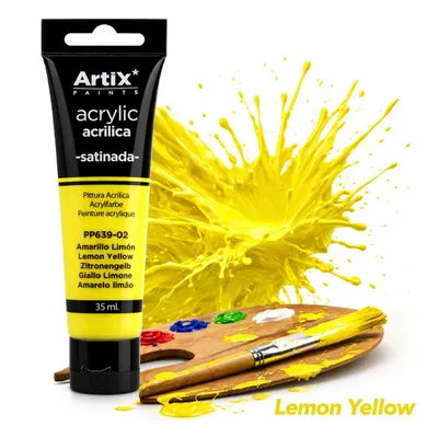 Produktbild von Acrylfarbe Zitronengelb 35 ml – Artix Premium Künstlerfarbe