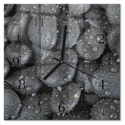 Produktbild von Tulup Glasuhr Wanduhr Küchenuhr Echt-Glas 30x30 cm Modern Dekorativ Geräuschlos Schwarzen Zeigern - Steine Wasser