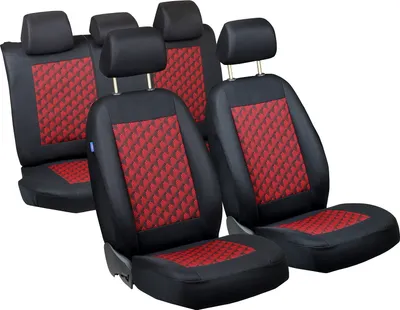 Obrázok produktu pre Univerzálne poťahy na sedadlá pre TOYOTA CH-R čierne, červené 3D pyramídy [301]