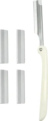 Produktbild von Augenbrauenrasierer Abnehmbar Gesichtsrasierer Edelstahl Augenbrauen Trimmer Werkzeug mit 5 Klingen wei?