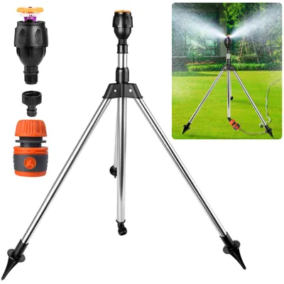 Produktbild von Rotierender Sprinkler mit Stativ 360 Grad Rotating Tripod Bewässerungssprinkler Automatisch Große Flächen Teleskopstativsprinkler