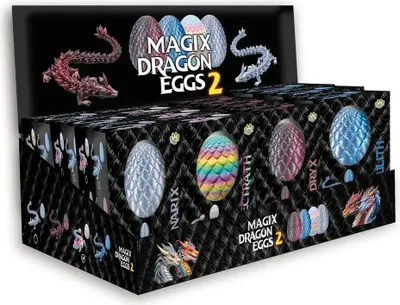Produktbild von MagiX Dragon Eggs Serie 2, 4er Mix Display ( Lunarix, Azulith, Spectrath & Jadryx )