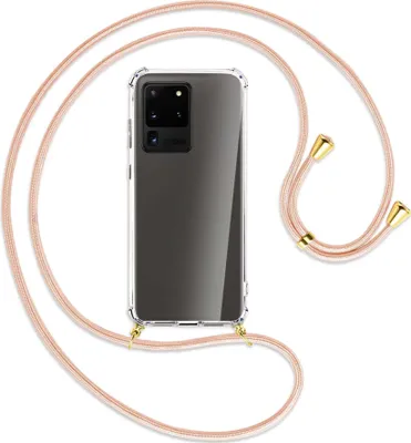 Produktbild von Handykette Backcover-Schutzhülle mit Band (Metall goldfarben) für Samsung Galaxy S20 Ultra - rose peach
