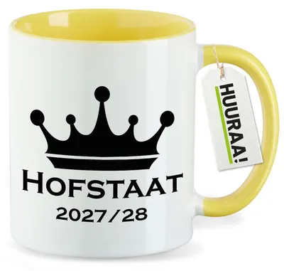 Produktbild von Huuraa Kaffeetasse Hofstaat 2027/28 Krone Schützenfest 330ml Gelb Keramik Kaffeebecher Geschenkidee
