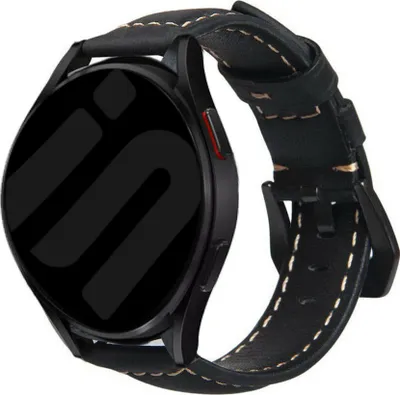 Produktbild von Strap-it Samsung Galaxy Watch 6 Classic 43mm Leder Armband (Schwarz)