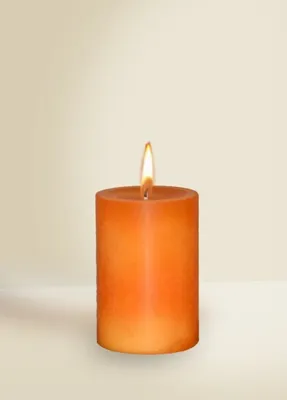 Produktbild von Gegossene Stumpenkerzen Selbstlöschend Safran 90 x Ø 60 mm, 1 Stück, durchgefärbte Kerze für den Adventskranz