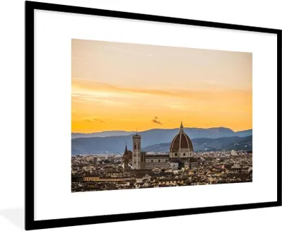Produktbild von MuchoWow® Gerahmtes Poster Florenz - Sonne - Kathedrale 90x60 cm - Poster mit Schwarzem Bilderrahmen Wandposter Rahmen Foto Bilder - Wanddekoration - Fotos