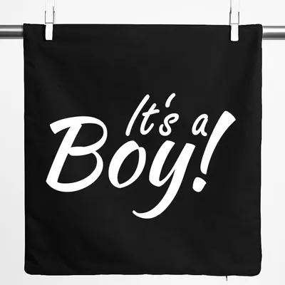 Produktbild von Huuraa Kissenbezug It`s a Boy! Schriftzug 40x40cm Black Baumwolle Dekokissenbezug Geschenkidee