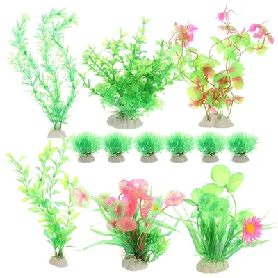 Imagen del producto de 12 plantas artificiales para decoración de acuarios