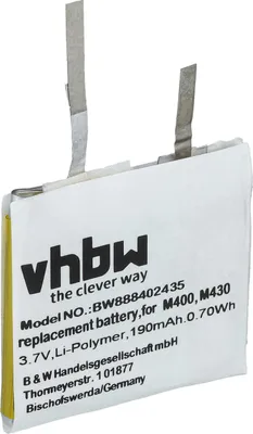 Produktbild von vhbw Akku kompatibel mit Polar M430, M400 Smartwatch Uhr Fitnessarmband (190 mAh, 3,8 V, Li-Polymer)