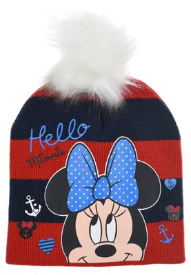 Produktbild von Minnie Mouse Baby Mädchen Winter-Mütze Bommelmütze , Farbe:Rot, Größe:50