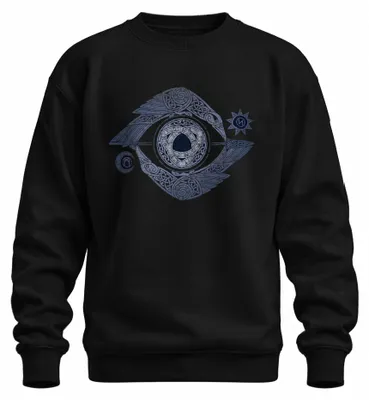 Imagen del producto de Sudadera uni con cuello redondo, diseño de nudos nórdicos, motivos de vikingos, "Valknut", "ojo de cuervo", color , talla S