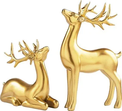Produktbild von 1 Paar kleine Rentierfiguren – Hirschfiguren zur Dekoration – Hirsch – Elch – Miniatur, Ornament – Tischdekoration – 25 cm