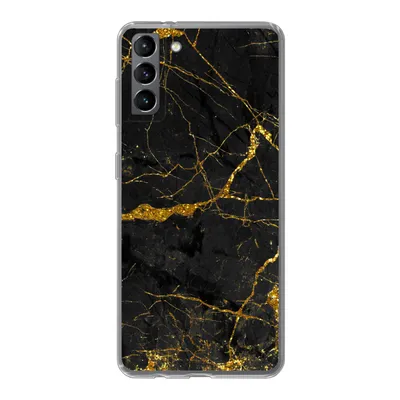 Produktbild von MuchoWow® Handyhülle Schutzhülle Hülle für Samsung Galaxy S21 Plus Marmor - Gold - Schwarz - Marmoroptik - Luxus - Glitzer Silikon Softcase Handy Hülle - Handy-Tasche