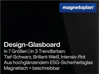 Produktbild von Magnetoplan Design-Glasboard - magnethaftend und beschreibbar - 80x60cm - Schwarz