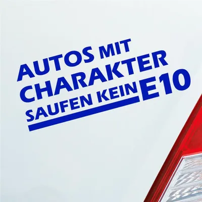 Produktbild von Auto Aufkleber Autos mit Charakter saufen kein E10 18x7 cm Dunkelblau Sticker Heckscheibenaufkleber