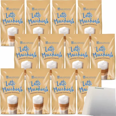 Produktbild von Milkfood Latte Macchiato Kaffeehaltiges Getränkepulver 12er Pack (12x400g Packung) + usy Block