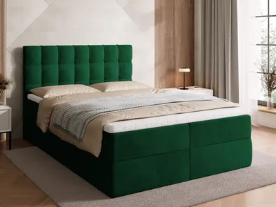 Produktbild von BroMARKT Boxspringbett DETROIT mit 2 Bettkasten, Bonell-Matratze, Polsterbett, Bett (Grün, Kronos 19, 140 x 200 cm)