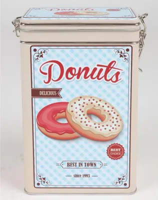 Image de 12 boîtes à provisions en métal avec des designs rétros café biscuits conserver cuisine