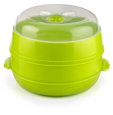 Imagen del producto de InnovaGoods, vaporera doble para microondas, color verde