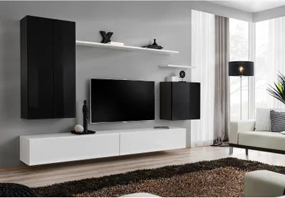 Zdjęcie produktu dla Ściana do salonu RIONATA 2 - czarno-biała